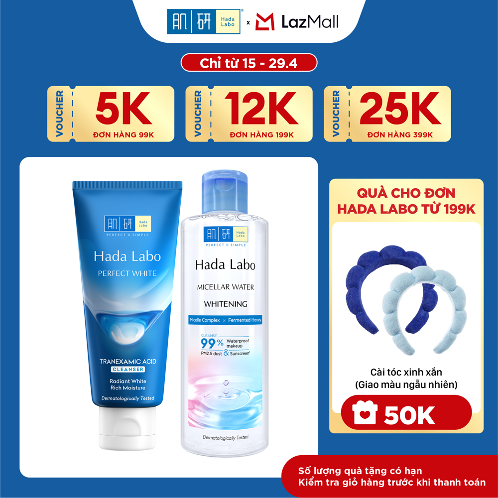 [VB] Bộ 2 nước tẩy trang  sữa rửa mặt sạch sâu dưỡng trắng tối ưu Hada Labo
