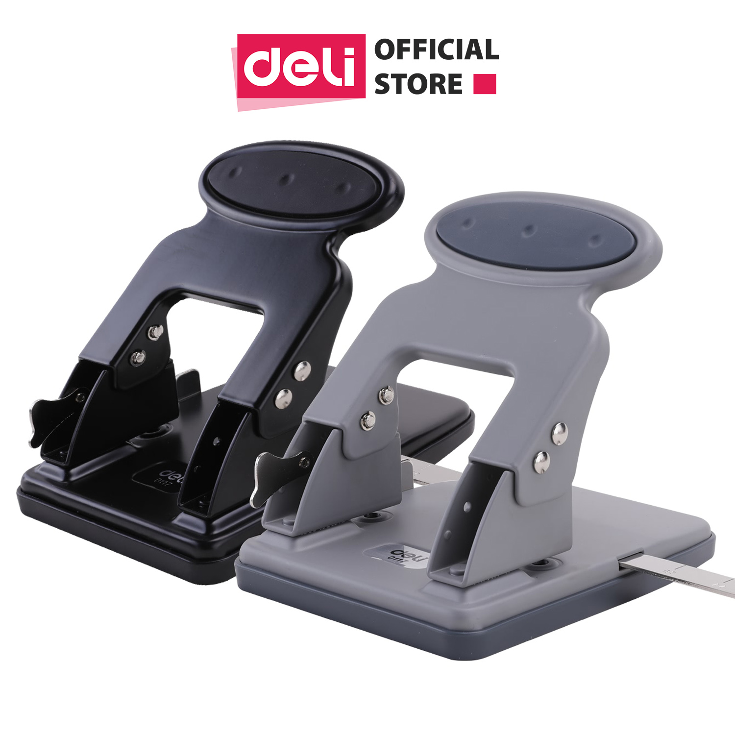 Máy đục lỗ kim loại 35 tờ deli, đen, xanh dương, ghi xám - 1 cái e0117