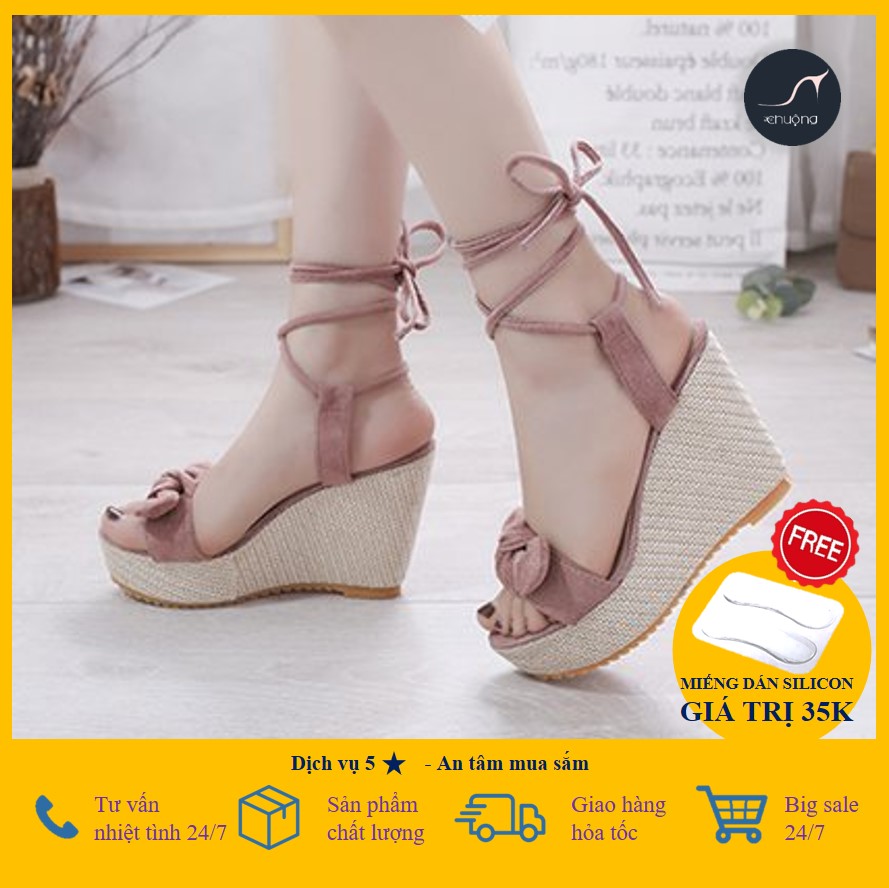 [SALE XẢ KHO] Giày đế xuồng giày Chuộng CỘT DÂY SIÊU NHẸ, đế vải bố đúc nguyên khối độc đáo thời trang Hàn Quốc 10,5 cm