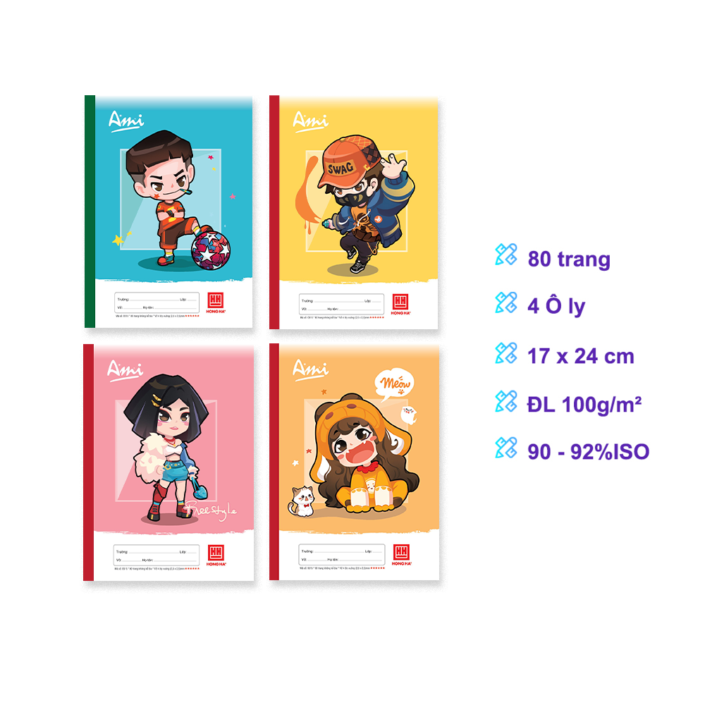 Lốc 5 vở 4 ôly hồng hà 0515 80 trang