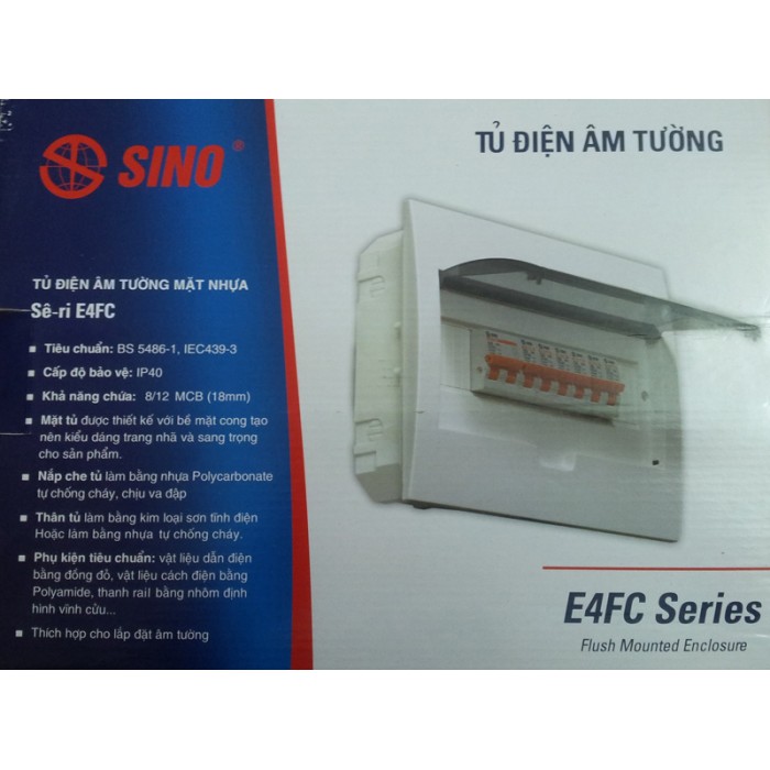Tủ điện âm tường sino mặt nhựa chống cháy- tủ át sino