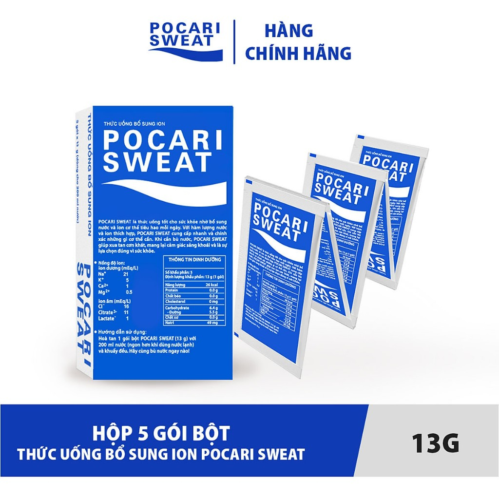 POWDER POCARI SWEAT 5 GÓI X 13G - BỘT BÙ NƯỚC ĐIỆN GIẢI