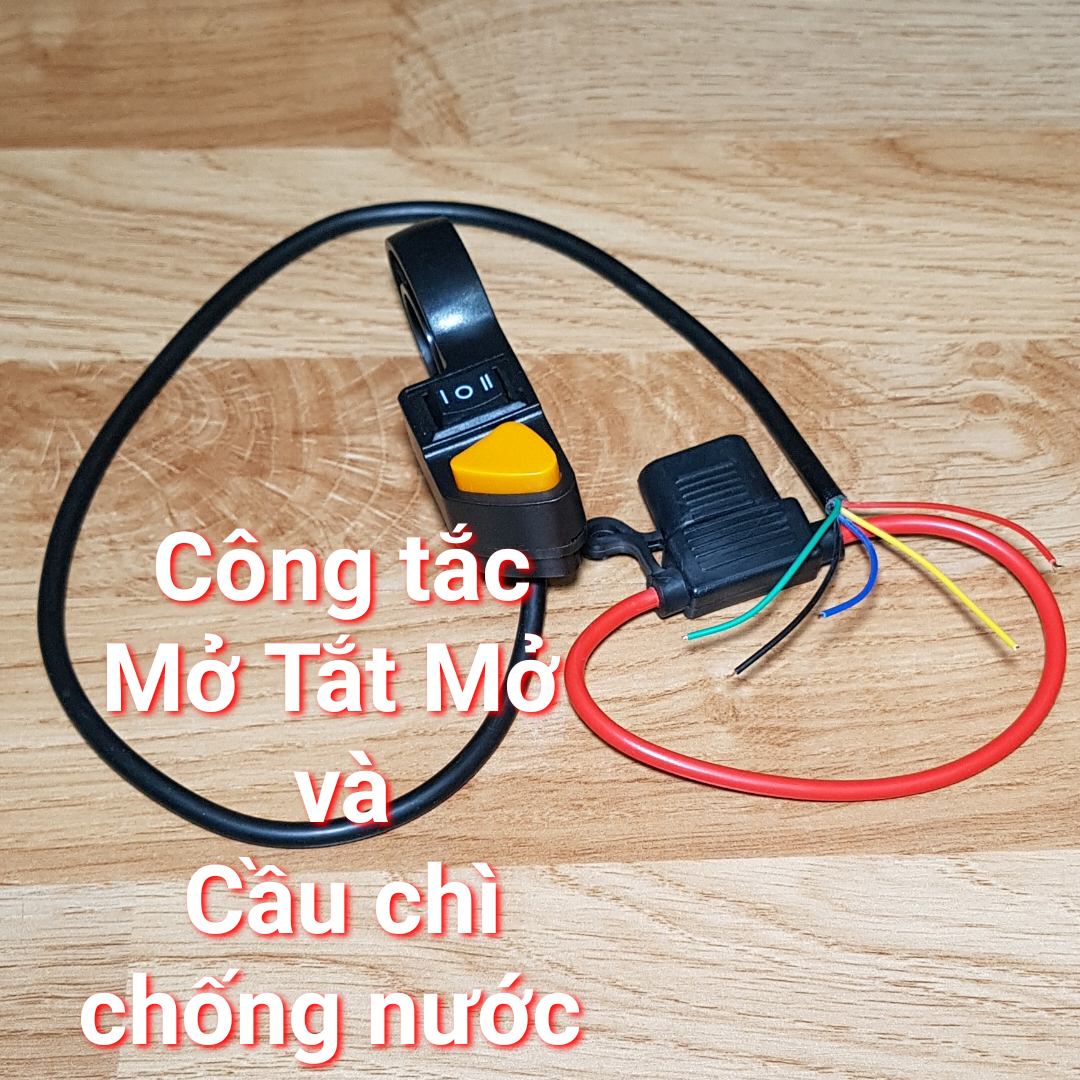 Combo Công tắc On Off On màu Đen Cam và Cầu chì chống nước cho đèn trợ sáng 2 màu