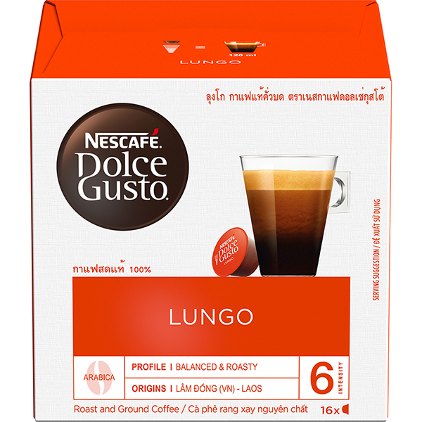 Hộp 16 Viên Nén Cà Phê Rang Xay Nescafe Dolce Gusto - Lungo