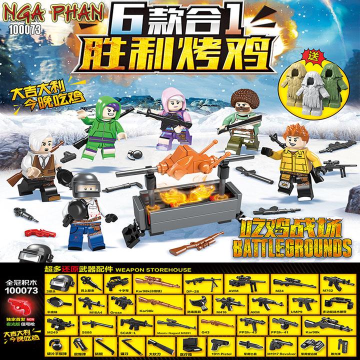 Trọn Bộ 6 Nhân Vật Game PUBG Nướng Gà Mùa Đông Quan Guan Đồ Chơi Xếp Hình Lắp Ráp MOC DIY