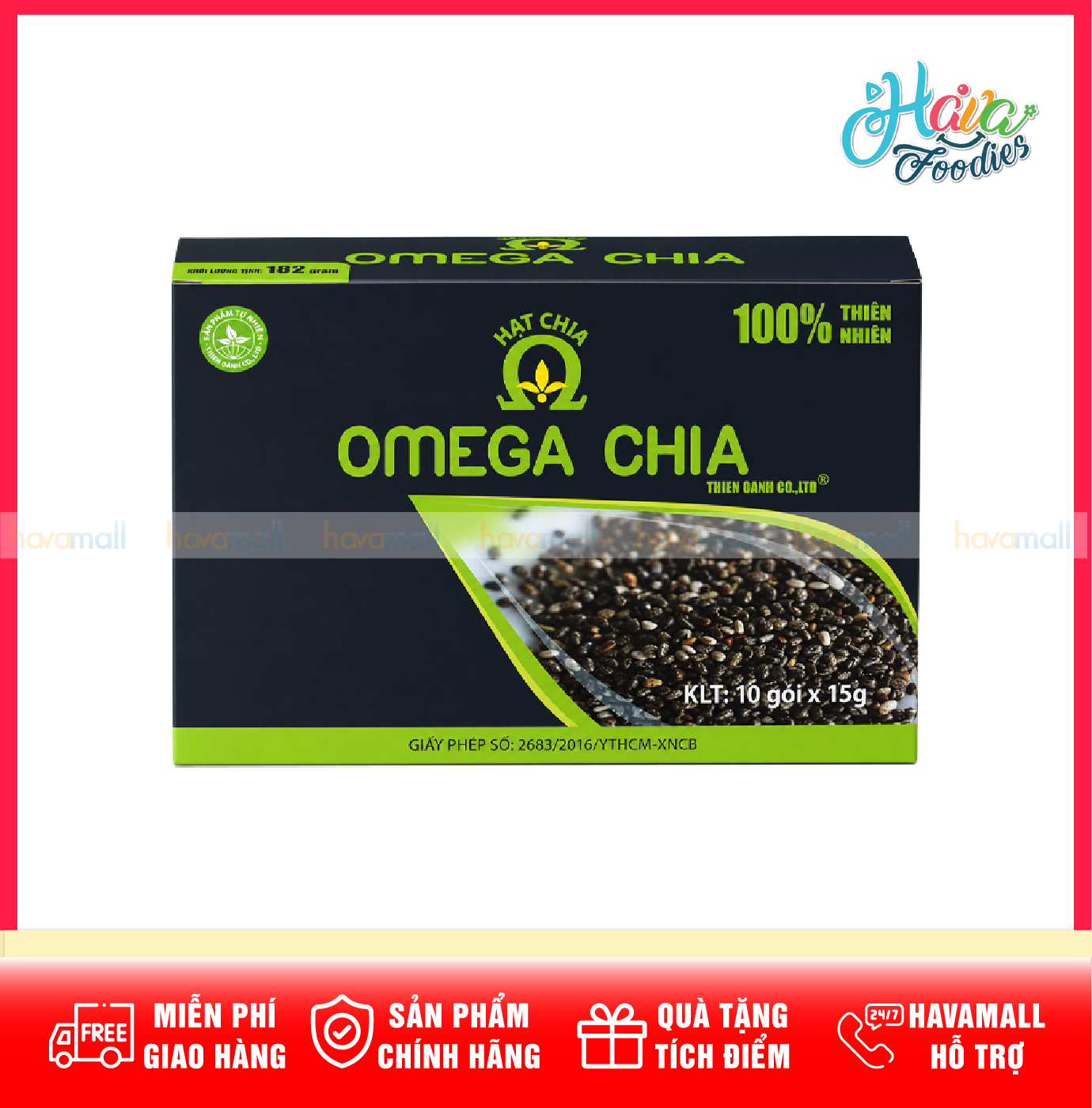 Hạt Chia Omega Thiên Oanh Hộp 150g (10 Gói x 15g) – Omega Chia Thien Oanh Natural Chia Seeds