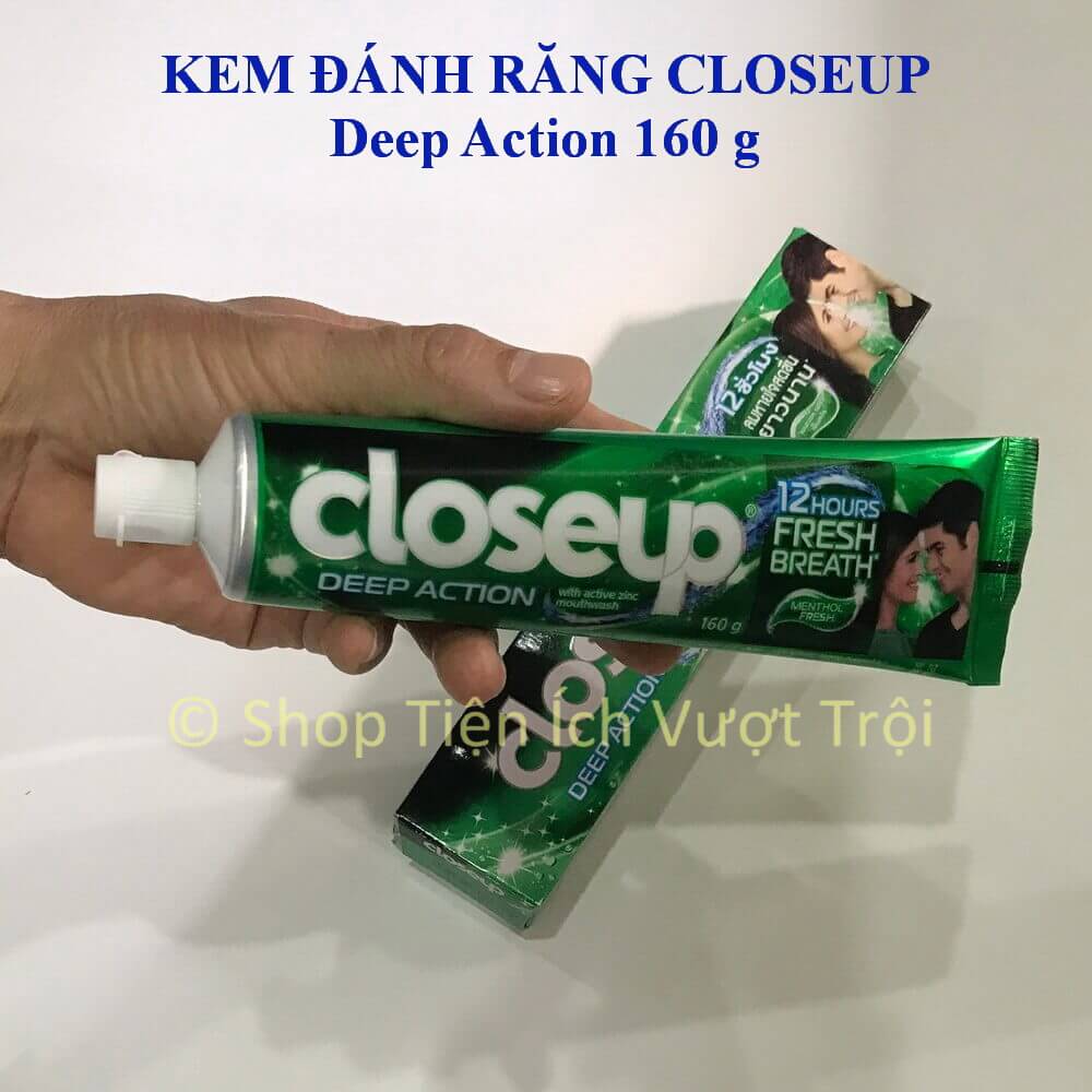 Kem đánh răng Close.up Deep Action nhập khẩu từ Thái Lan, loại 160g, hương thơm mát tự nhiên-Tiện Ích Vượt Trội