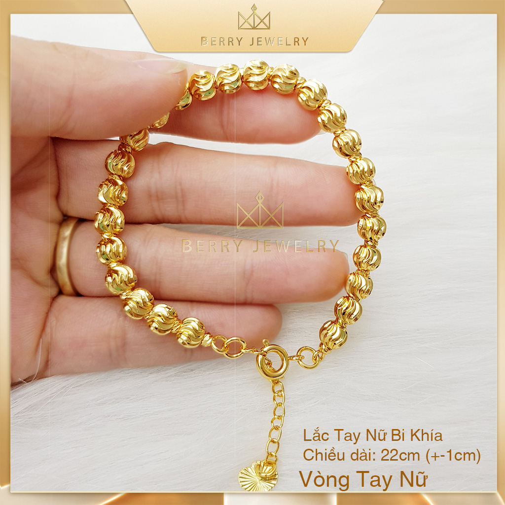Vòng tay nữ dạng lắc bi thái bền màu cao cấp, lắc tay trái bi trơn mạ xi vàng điều chỉnh được độ rộng b35