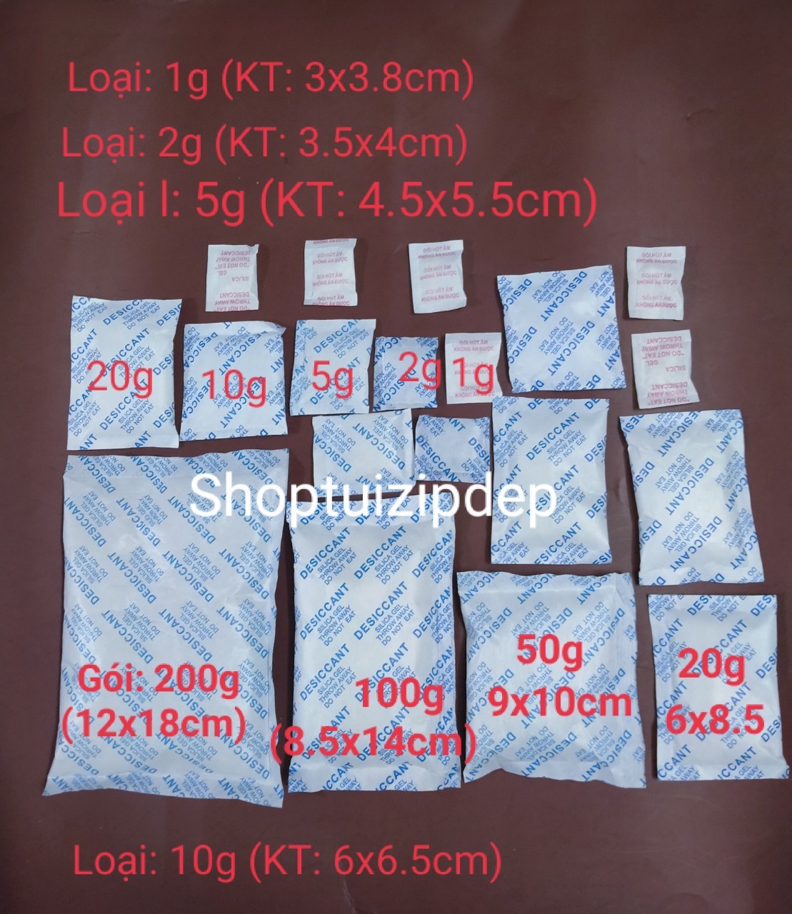 1kg gói hút ẩm lớn, chống ẩm size 20g/50g/100g/200g