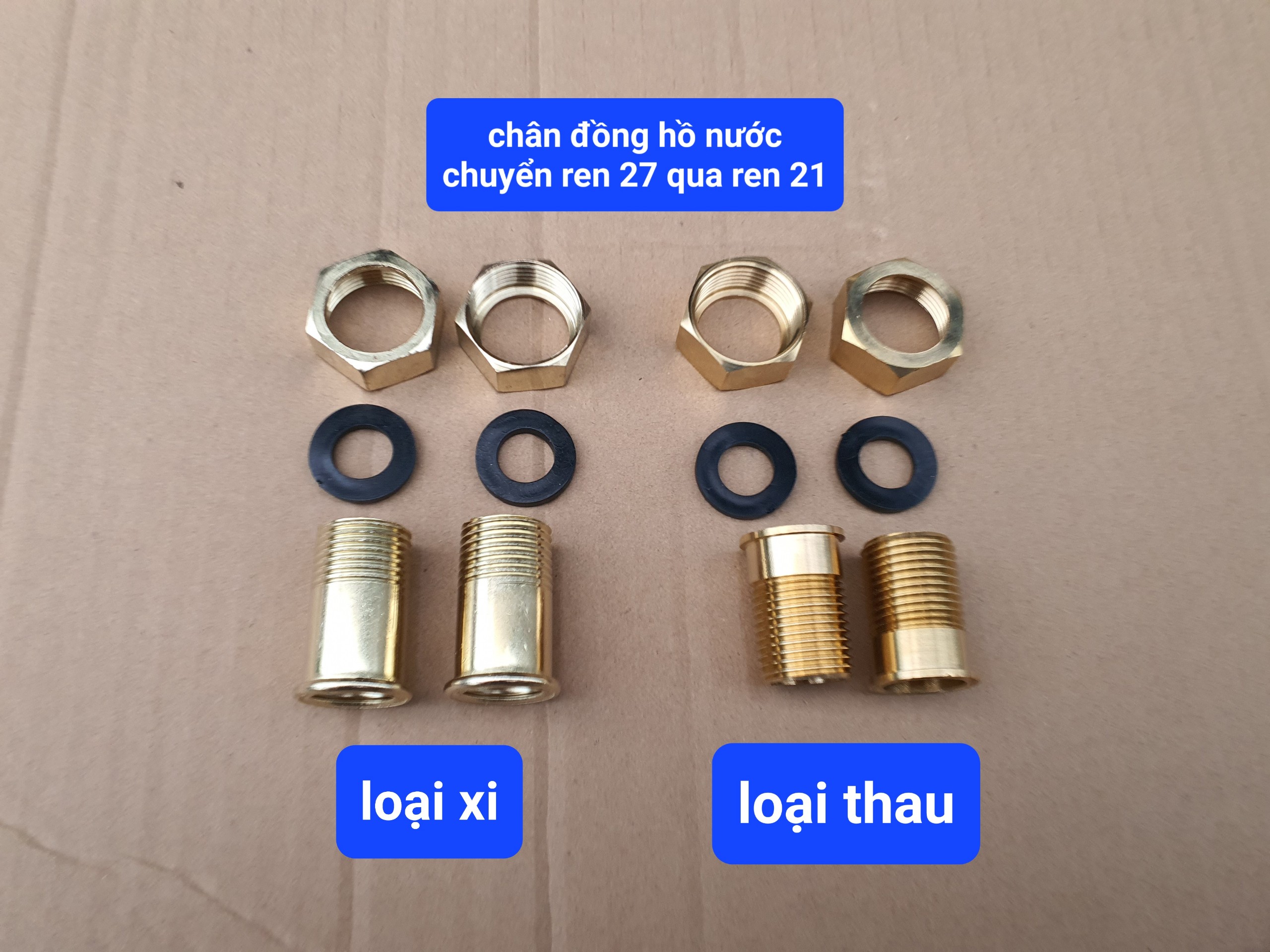 Chân đồng hồ nước xi và đồng thau