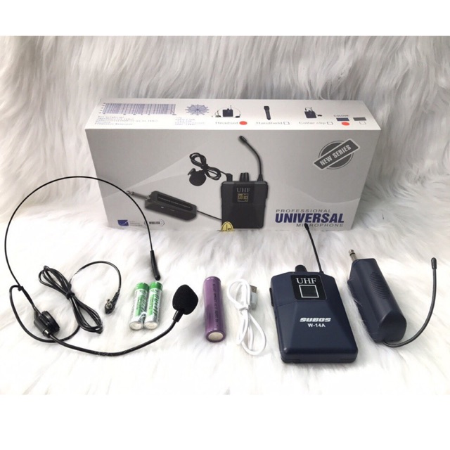 [HCM]Micro Cài Áo Đa Năng SUBOS W14A Chuyên Nghiệp Có Thiết Bị Phát Loa Âmly Không Dây Micro Không Dây Đeo Tai Hạt Gạo UHF W-14A Sóng UHF Tần Số Cao Âm thanh rõ và trung thực  Chống hú.