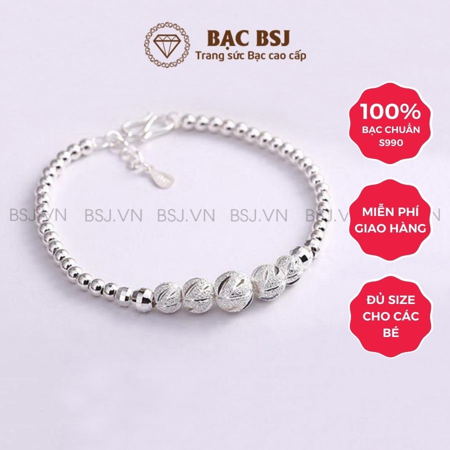 Vòng tay, lắc tay bạc cho bé, Bạc 999 an toàn tốt cho sức khỏe bé. Bạc BSJ