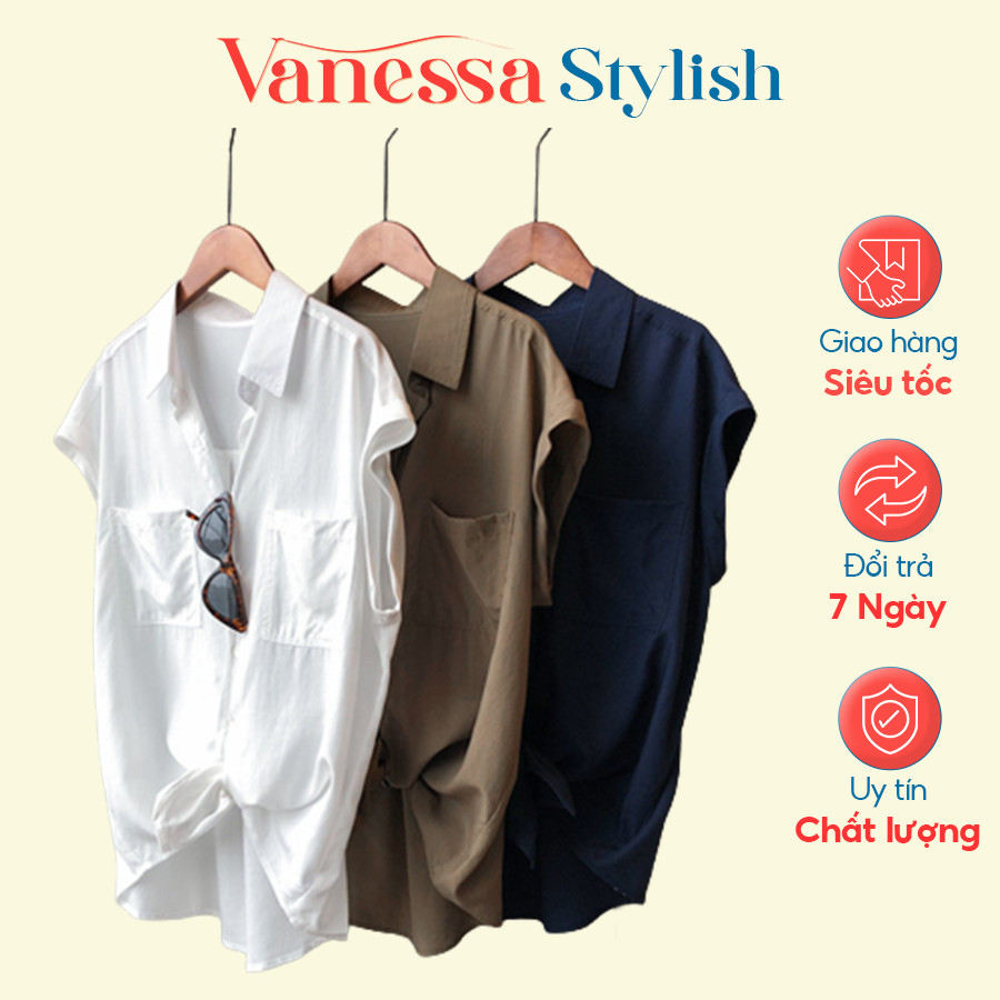 Áo sơ mi đũi nữ tay ngắn sang chảnh Vanessa Stylish chất liệu mềm nhẹ mát form rộng trẻ trung SMH.33