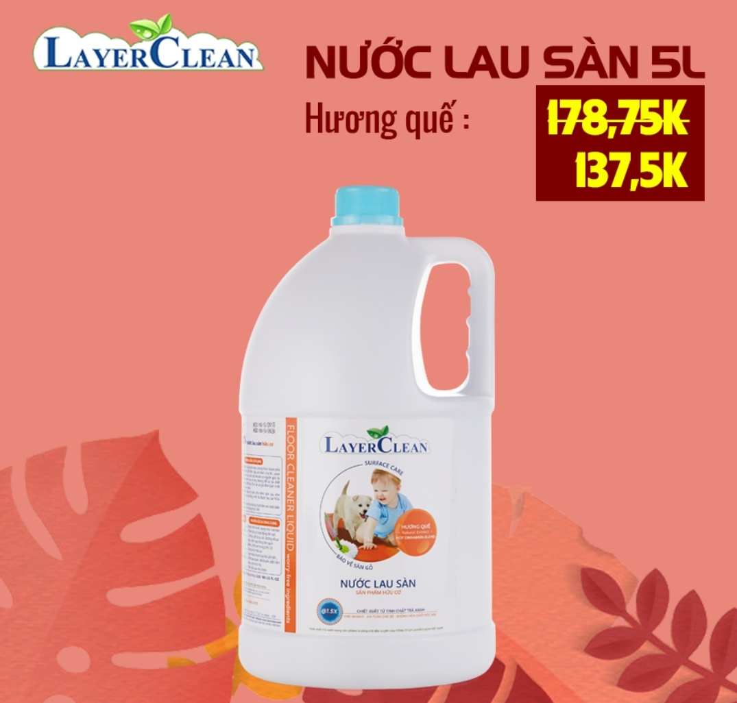 Nước lau sàn hữu cơ Layer Clean hương Quế 5L