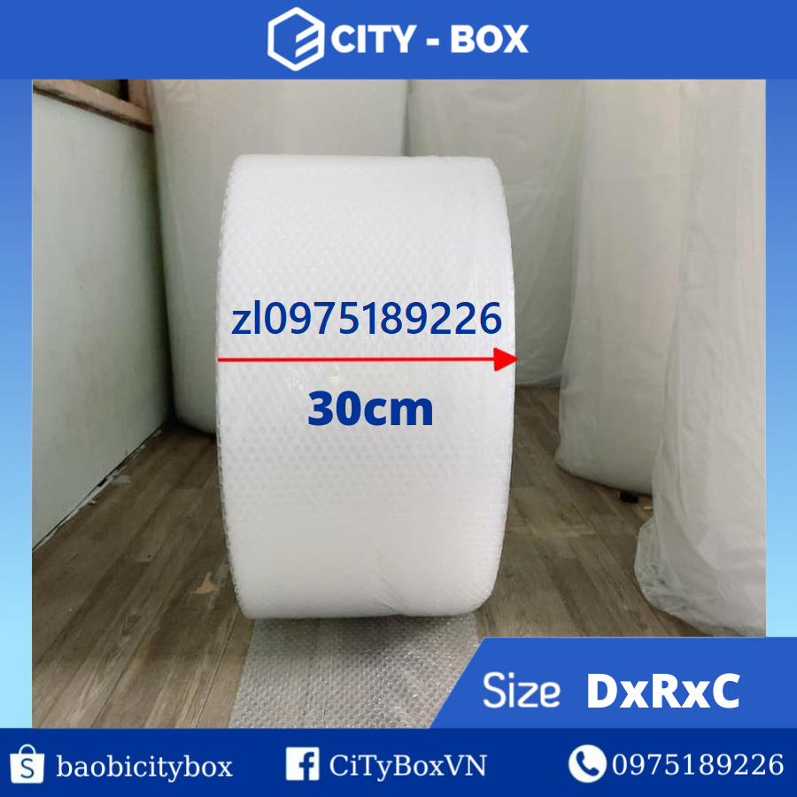 Xốp nổ 30cmx100m - cuộn bọc hàng - chống sốc 30cmx100m