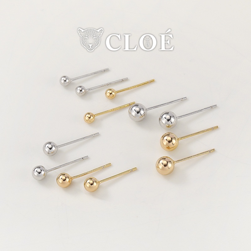 Bông tai nữ chuôi bạc 925 khuyên tai nụ tròn phụ kiện trang sức Cloe Accessories 2021