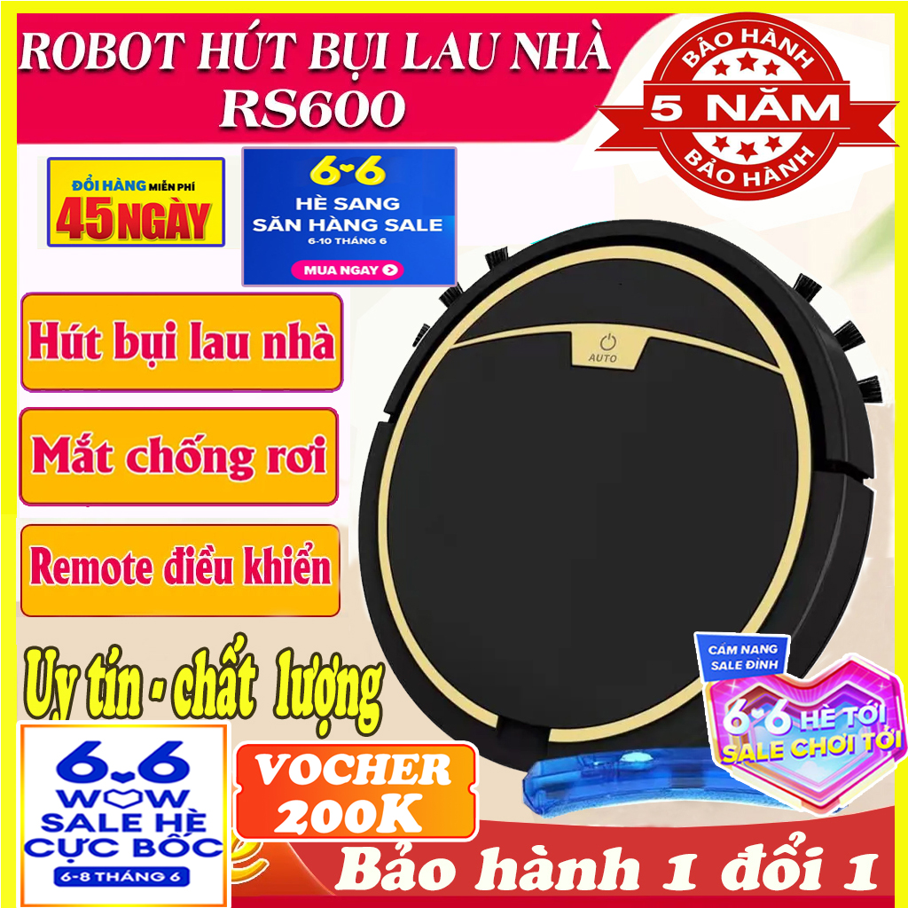 Robot hút bụi lau nhà tự động RS600, máy hút bụi, quét nhà không dây, cảm biến chống rơi cầu thang, lau khô ướt, giá rẻ hơn robot hut bui xiaomi, ecovacs T5 Hero, deebot, ilife, điện máy xanh.