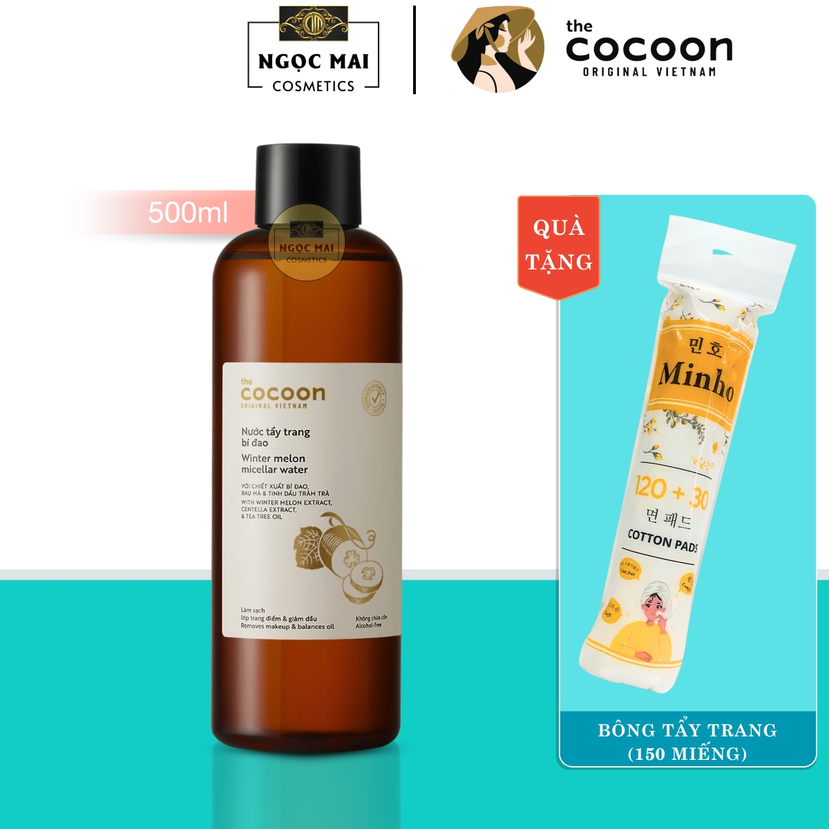 [Tặng Bông Tẩy Trang Minho] Nước Tẩy Trang Bí Đao The Cocoon (500ml), Hỗ Trợ Sạch Bụi Bẩn, Giảm Mụn, Giảm Dầu