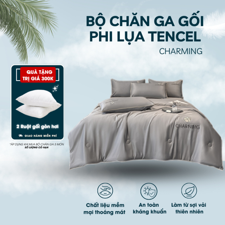 Chăn ga gôi nệm cao cấp Charming CONGTYNEM chăn ga lụa sang trọng , nhiều kích thước