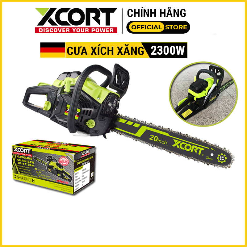 Máy cưa xích chạy xăng-máy cưa xích 58cc xcort