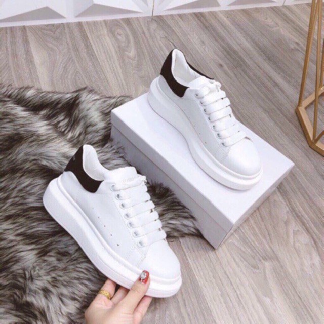 Giày mcq gót nhung, giày mc queen tăng chiều cao đủ size 36 43 full box bill