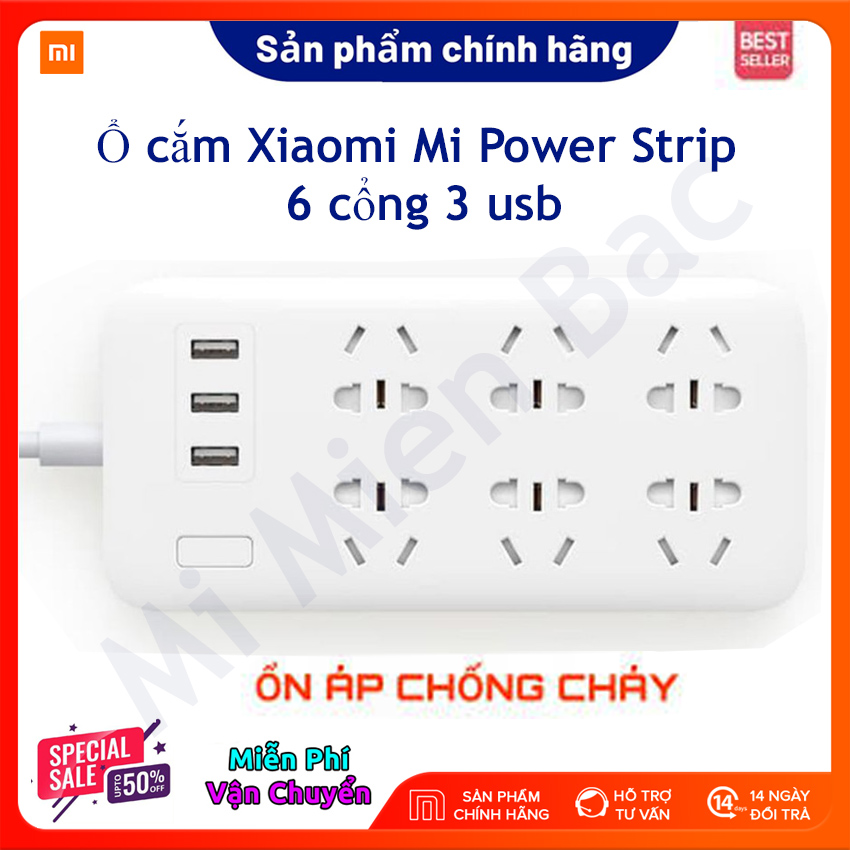 [CHÍNH HÃNG XIAOMI] Ổ cắm Xiaomi 6 cổng 3 usb Mi Power Strip - CXB61QM-1QM – BH 6 Tháng – Mi Miền Bắc