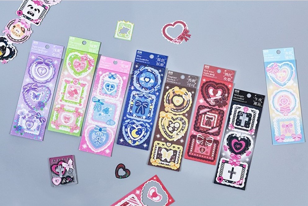 Bộ 2 tấm sticker khung ảnh trang trí card toploader hình dán Love time | BST138