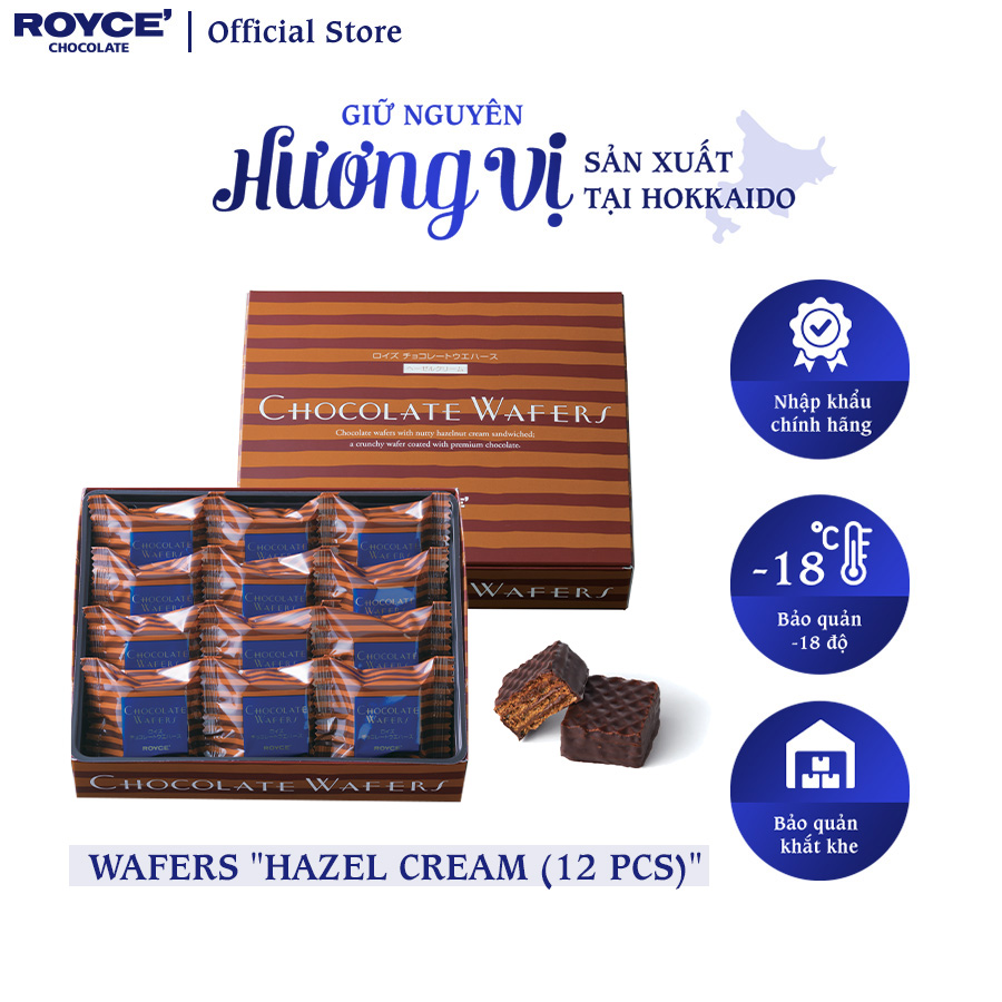 Bánh wafers Chocolate vị “Hazel cream” (12 chiếc) - Chocolate Wafers “Hazel cream” (12pcs)