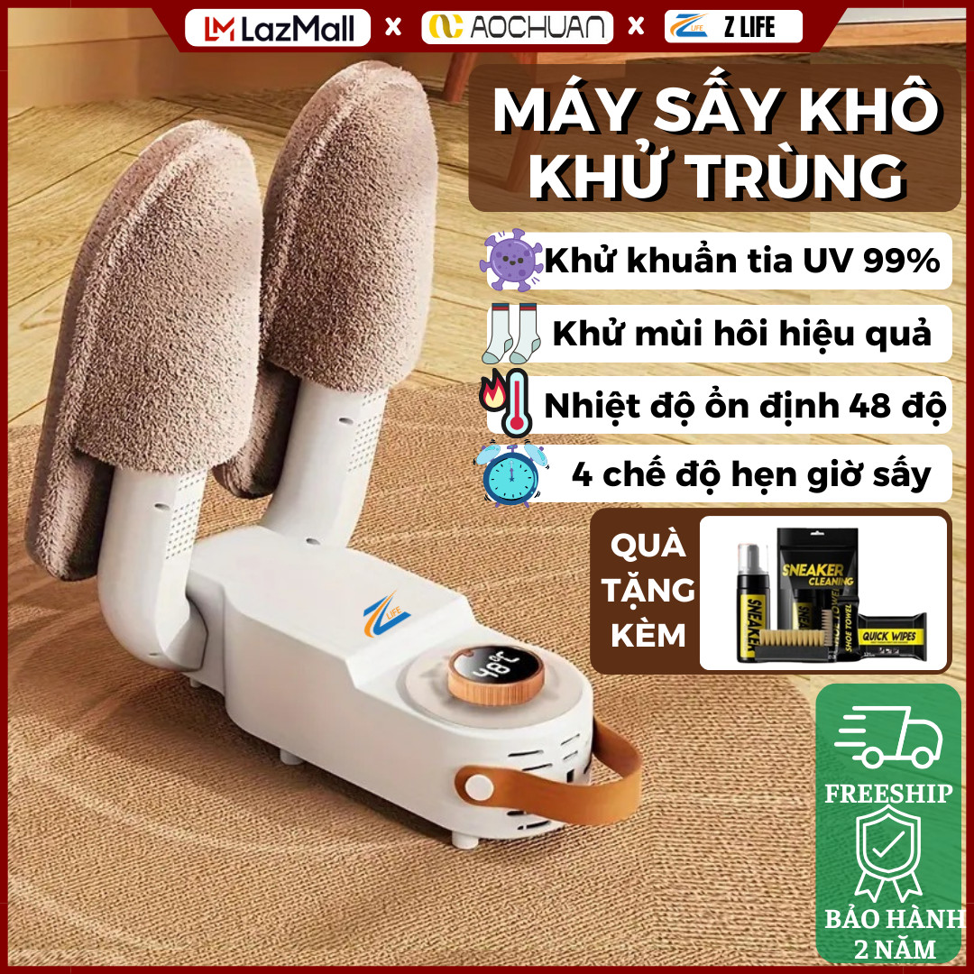 Máy Sấy Giày Dép Đa Năng ZLife Khử Khuẩn Khử Mùi Hôi Sấy Khô Chống Hôi Chân Vết Ố Vàng Chế Độ Hẹn Giờ An Toàn Không Gây Hư Tổn Giày