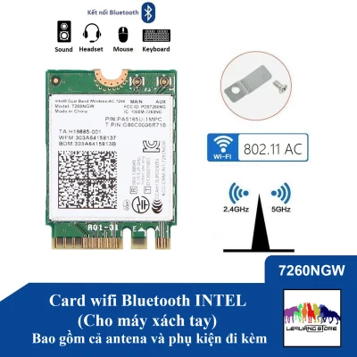 Card wifi Bluetooth INTEL AC 7260 7265 8260 8265 9260 9560 AX200 (cho máy tính xách tay) (1)