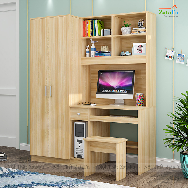 Bàn Học Bàn Làm Việc Kết Hợp Tủ Quần Áo BLV-81 ZataFu