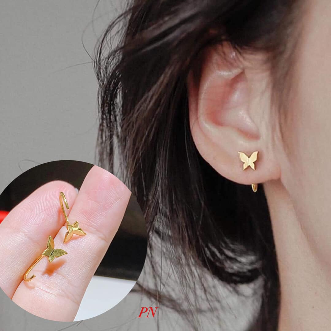 Bông tai vàng 10k bướm btv76