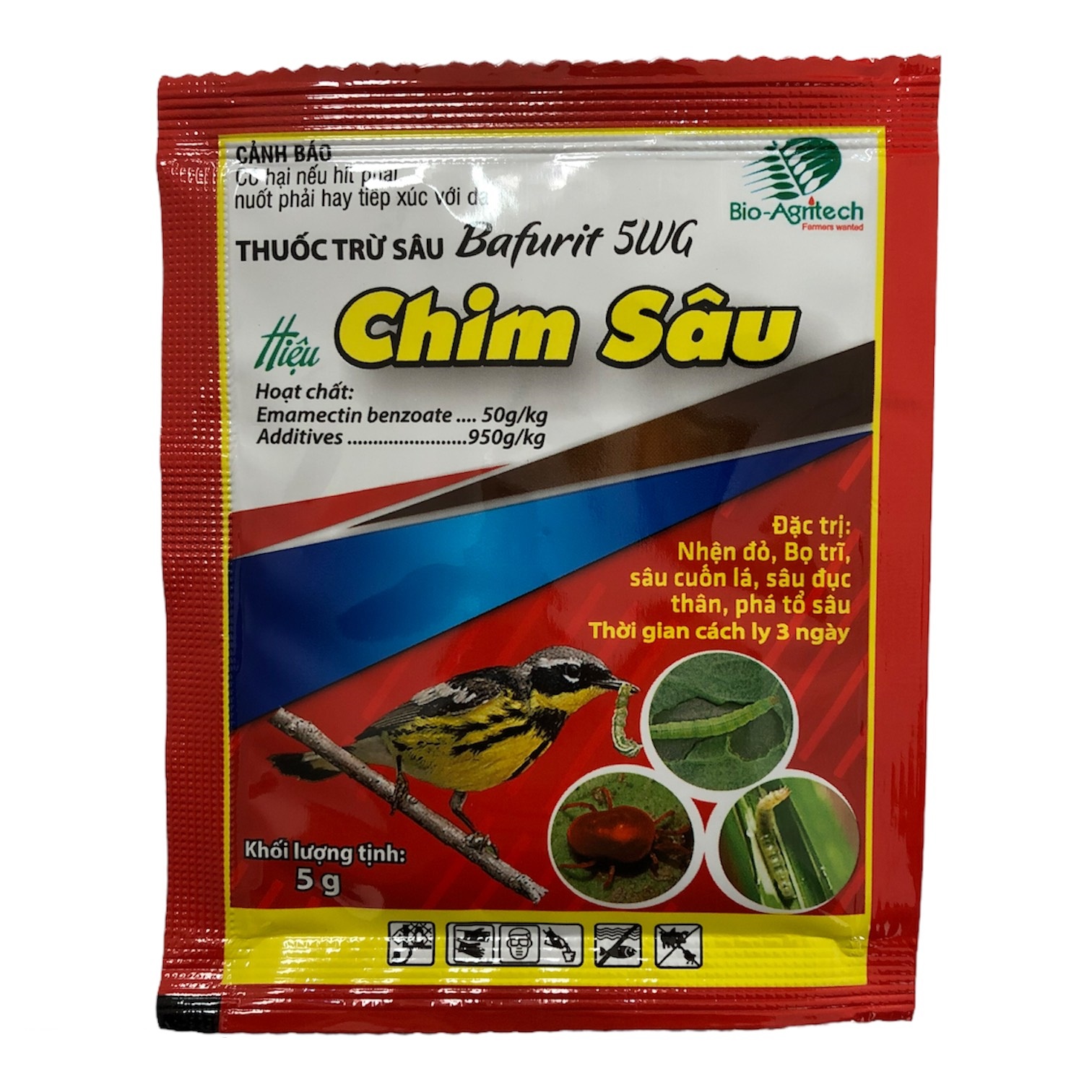 Chế phẩm sinh học diệt nhện đỏ, bọ trĩ, sâu cuốn lá, sâu đục thân, gói 5gr pha bình 8-10 lít