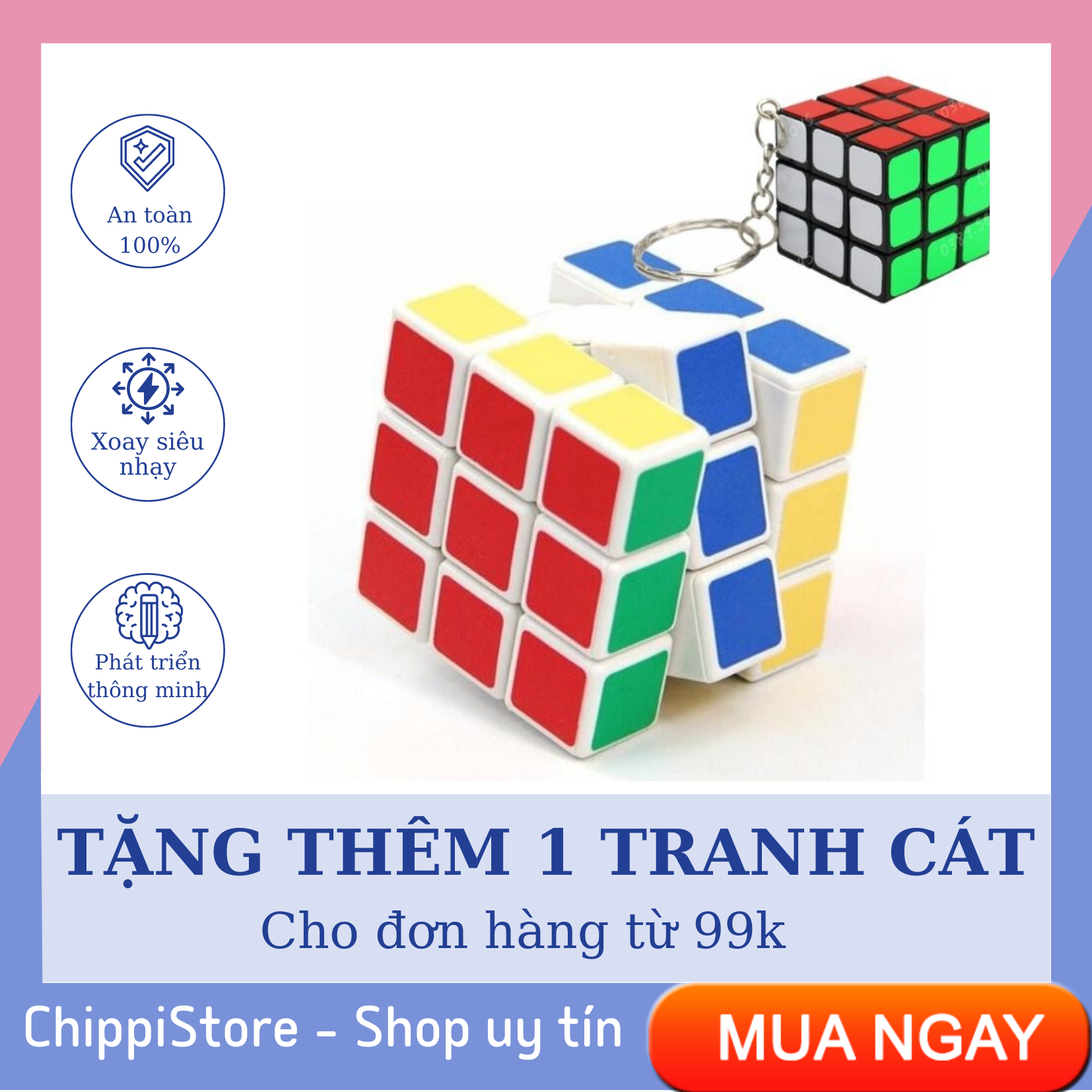 [COMBO] Đồ chơi Rubik 3x3x3, rubik kèm móc chìa khóa, rubik magic cube siêu xinh