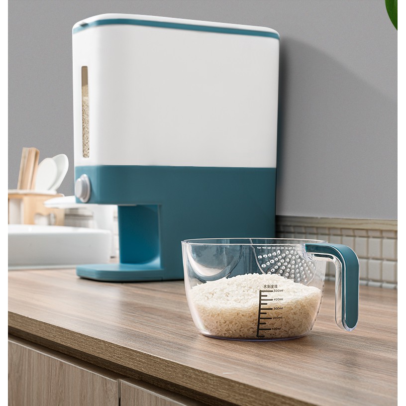 Thùng đựng gạo thông minh 12 kg nhựa cao cấp an toàn vệ sinh siêu kín chống ẩm mốc kèm cốc