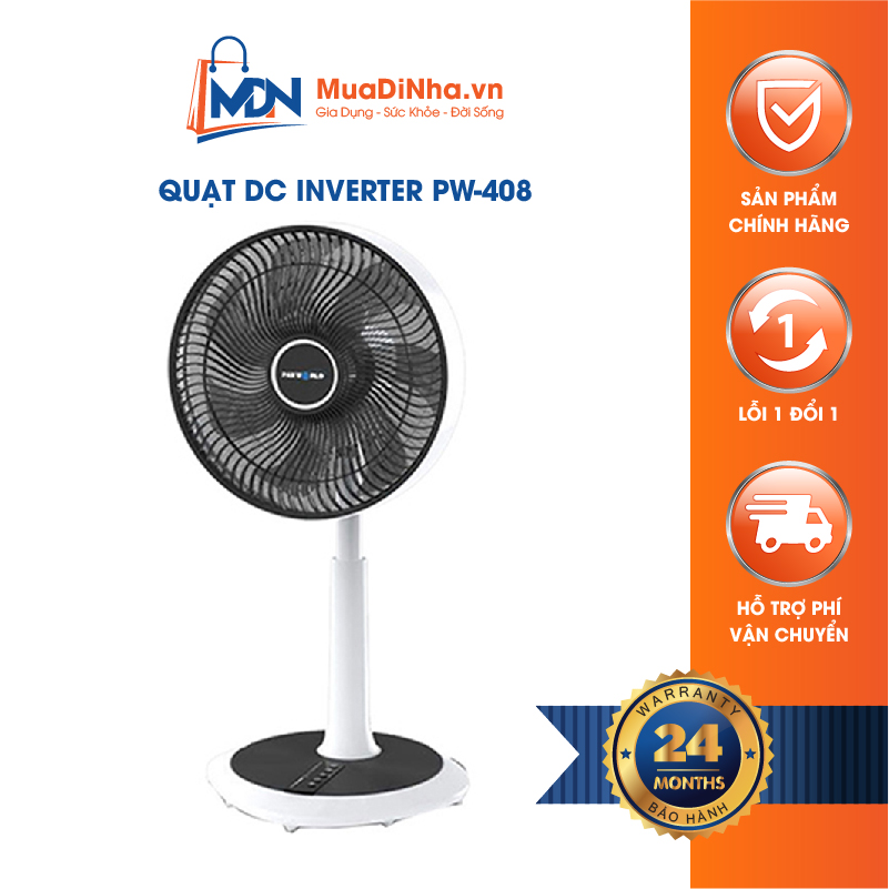 Quạt DC Panworld PW-408 nhập khẩu Thái Lan êm ái động cơ Inverter
