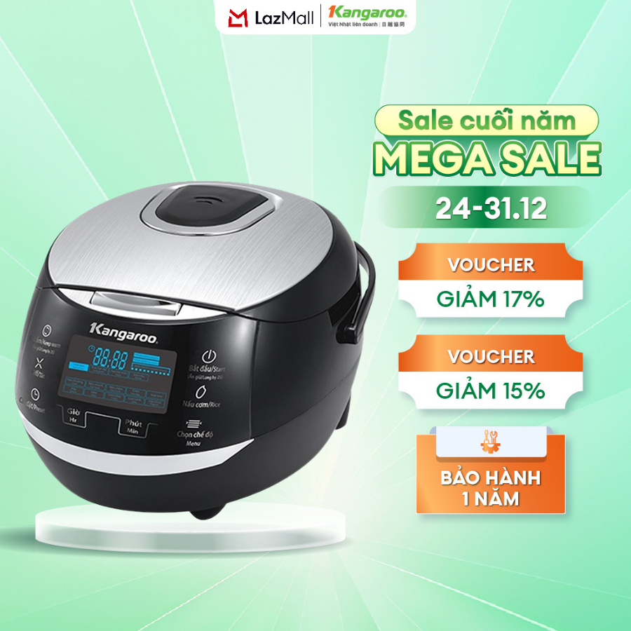  Nồi cơm điện tử Kangaroo KG595 1.8L - Ủ ấm 3D - Điều khiển cảm ứng - Hàng chính hãng 