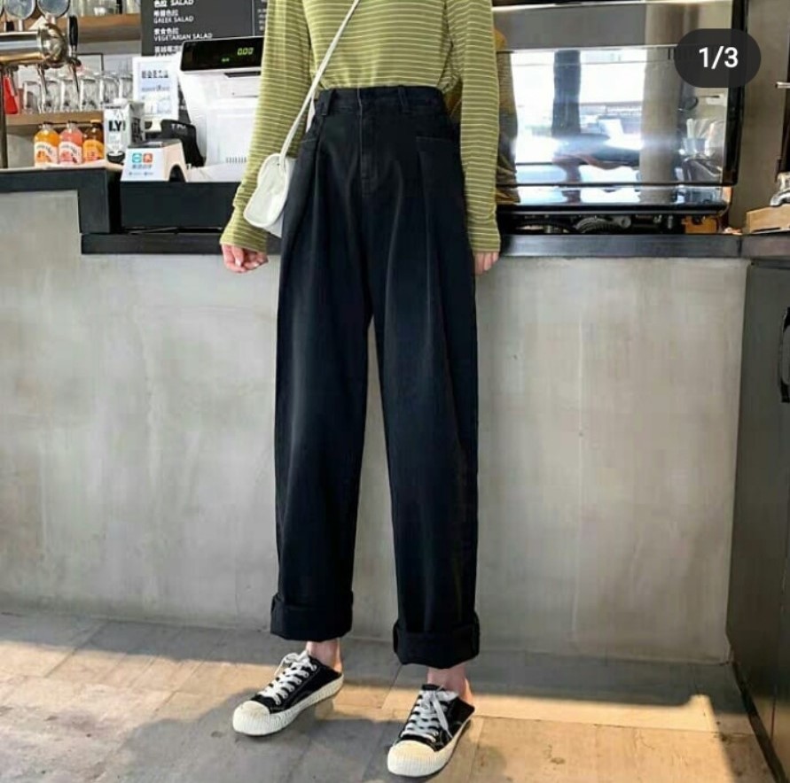 [ CHÚC BẠN MAY MẮN LẦN SAU!! ] QUẦN JEAN ỐNG RỘNG NỮ CAO CẤP NITI2 LƯNG SIÊU CAO MÀU ĐEN CỰC HOT HIT-NL12309