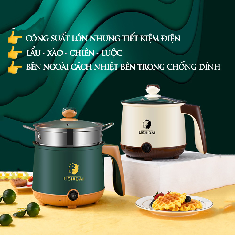 nồi cơm điện, Nồi cơm điện đa năng 2 tầng, nồi lẩu mini, nồi lẩu điện đa năng thông minh có 3 lớp cách nhiệt,cách điện, chống nóng, nồi có ngăn hấp để làm nóng thức ăn.