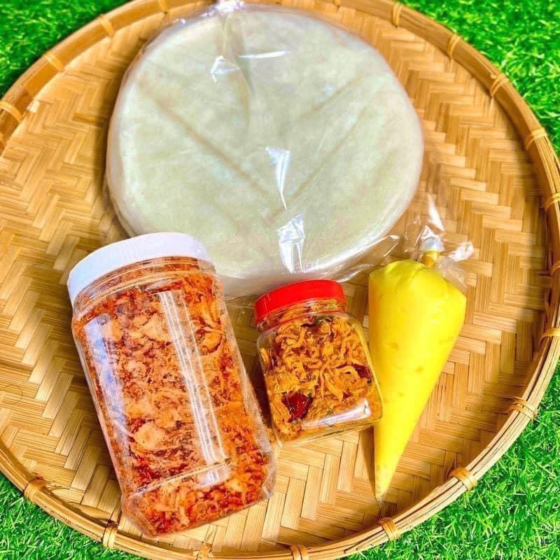 Bánh tráng phơi sương combo tiết kiệm 200g bánh, 200g muối tép hành phi, 100g bơ