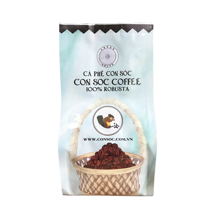 Cà phê con sóc hạt robusta 200g