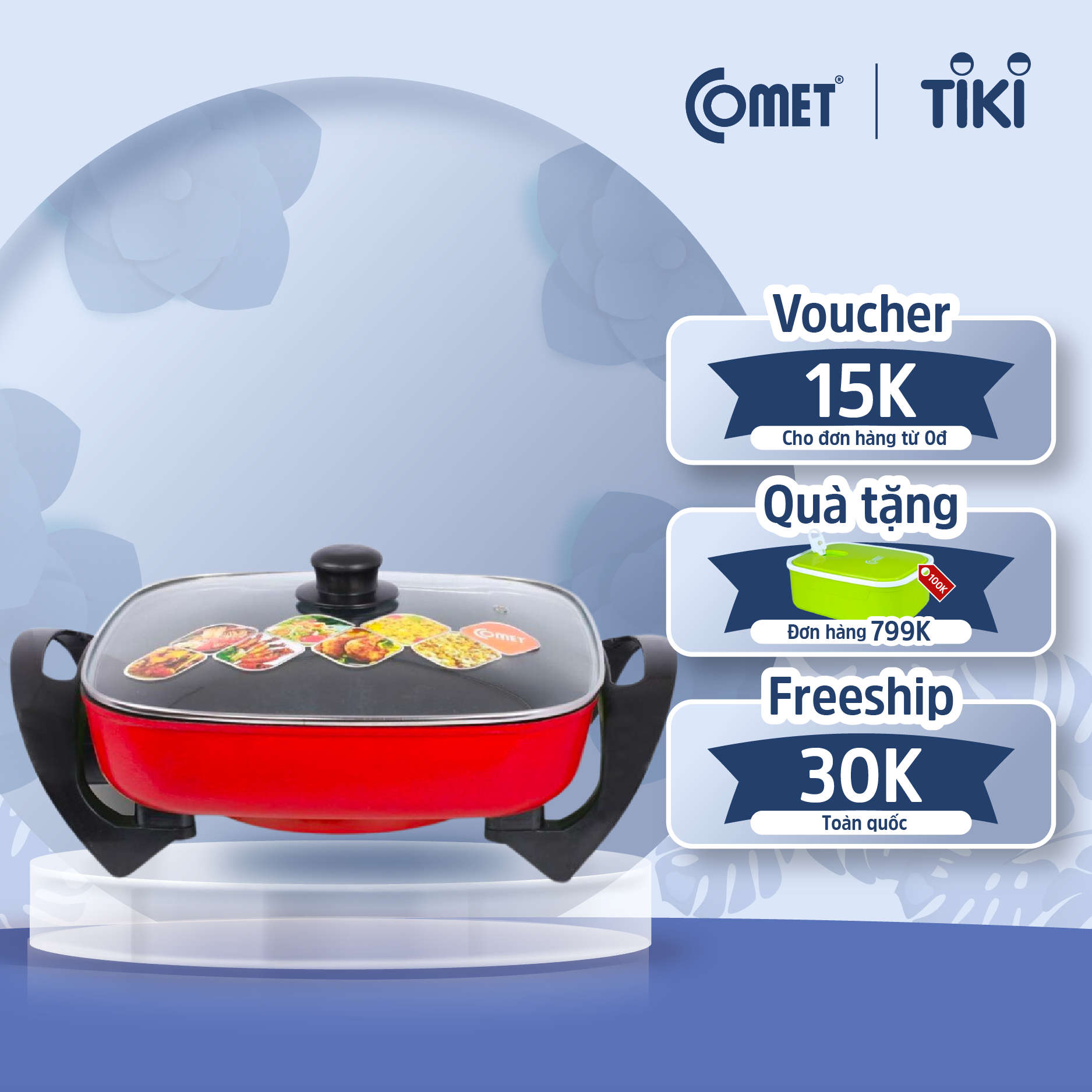 Nồi chảo lẩu điện đa năng  COMET - CM7736 - Dung tích 5L - Hàng Chính Hãng - Bảo hành 12 tháng