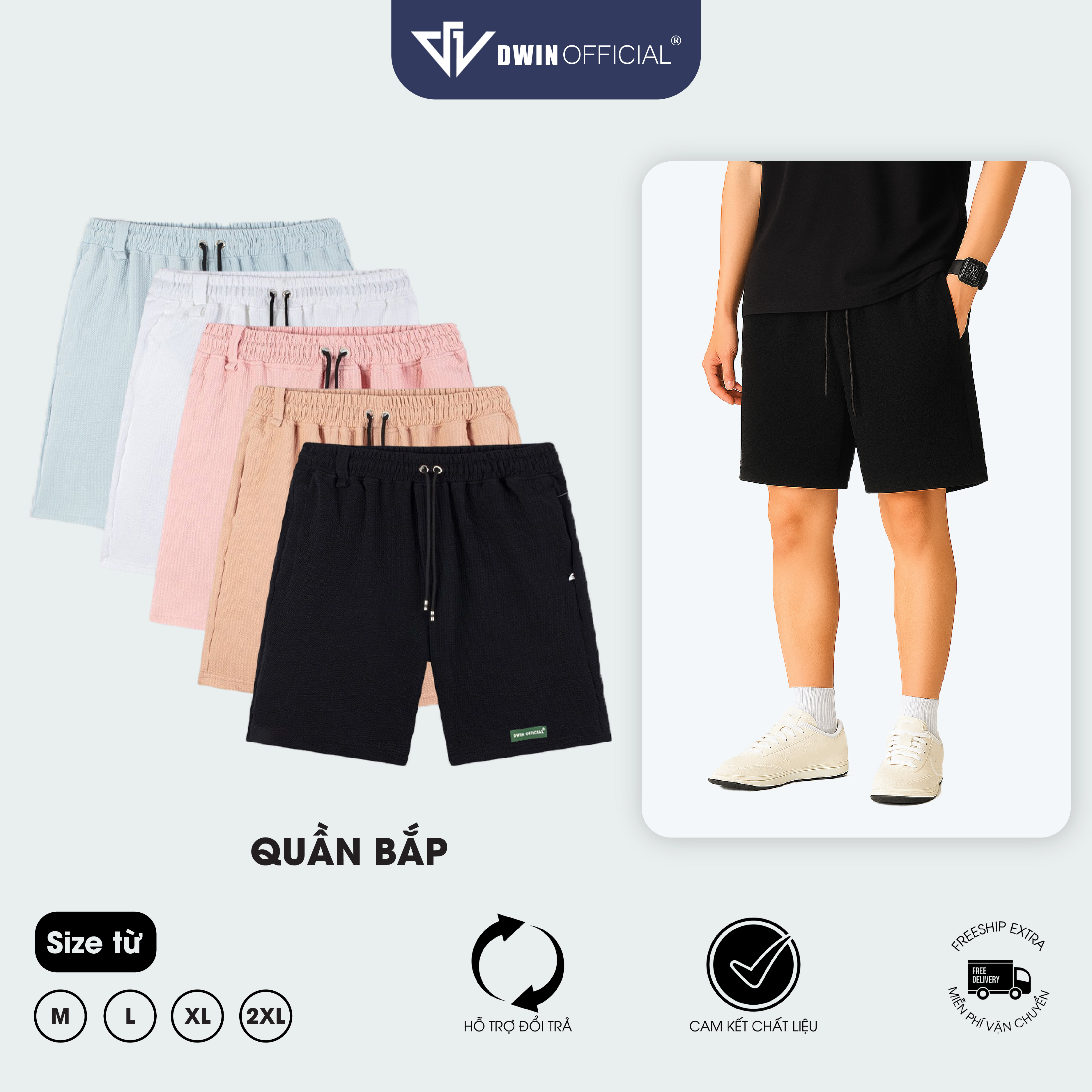 Quần short đùi thun bắp unisex Dwin thun Basic nam nữ oversize ống rộng ulzzang Hàn Quốc