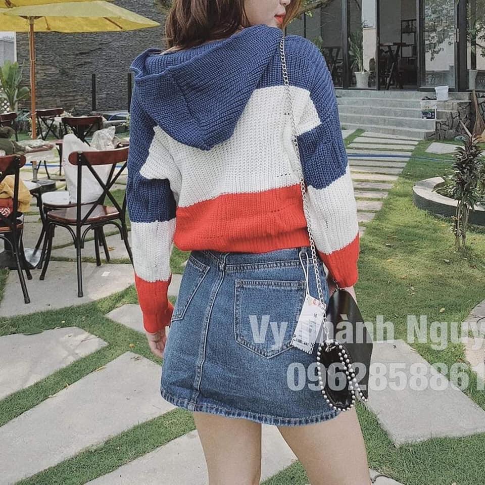 Áo len sọc có nón hàng qccc siêu xịn sò m002