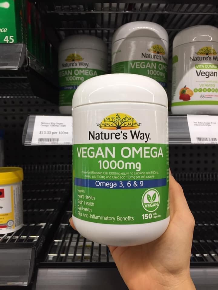 Nature’s Way Vegan Omega 1000mg 150 VIÊN Omega 3,6,9 từ nguồn thực vật