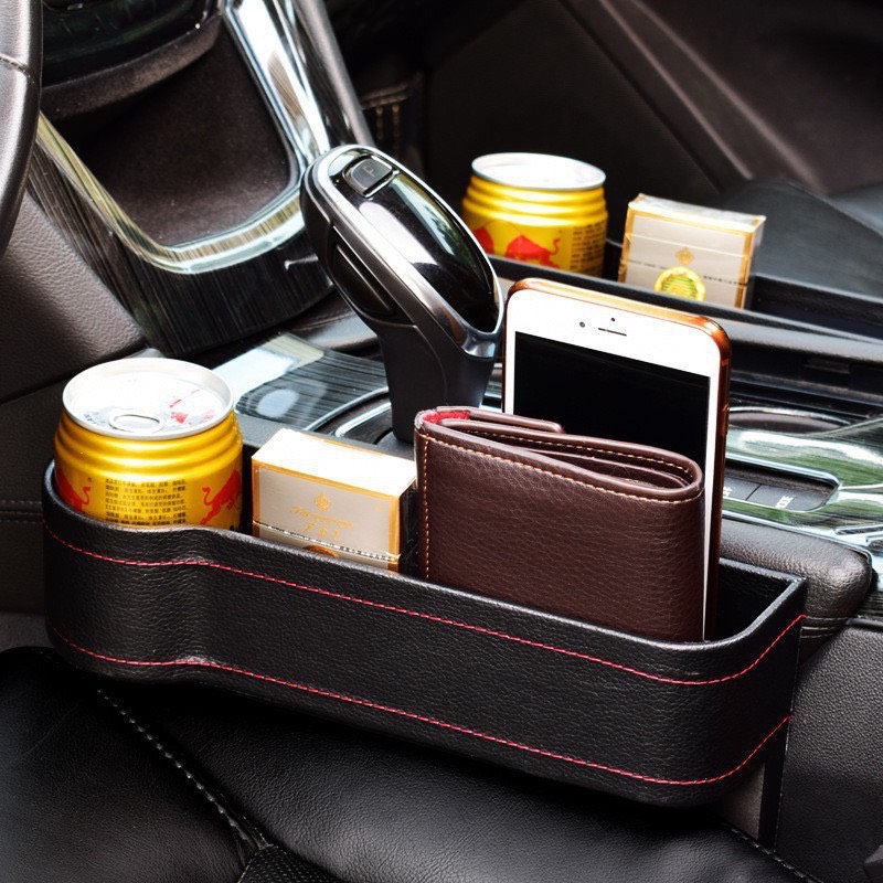 Khay Để Đồ Khe Ghế Trên Ô Tô-THTSHOP Khay Để Đồ Khe Ghế Ô Tô Hộp Bọc Da Sang Trọng Tiện Lợi- Sản Phẩm Tiện Lợi Cho Chiếc Xe Thêm Tiện Nghi Và Sang Trọng ( Màu Đen)