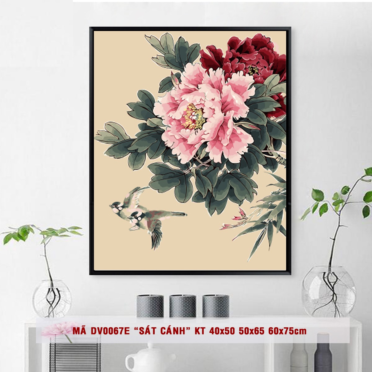 KHUNG 1.6 CM- Tranh sơn dầu số hóa, size 40x50-,ĐÃ CĂNG KHUNG,CÓ SƠN BÓNG-MÀU-3CỌ-đinh treo tường