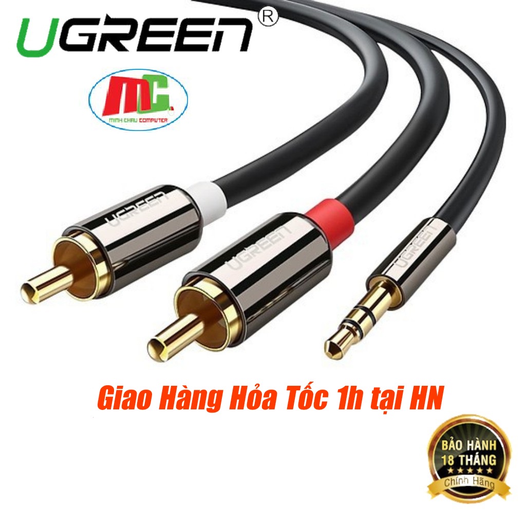 Dây loa 3.5mm sang 2 đầu av ugreen 10583 10584 10590 10591