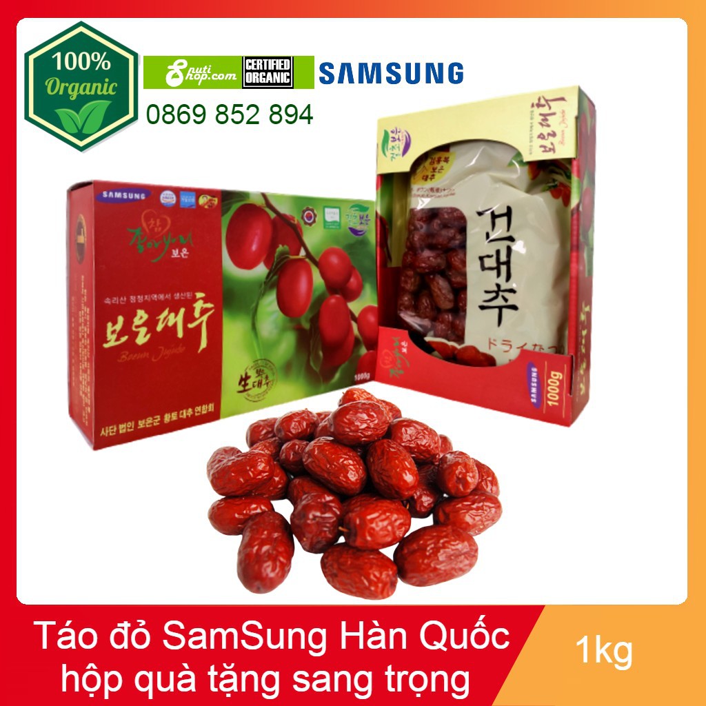 Táo đỏ hộp quà tặng + túi xách jujube hàn quốc 1000 g