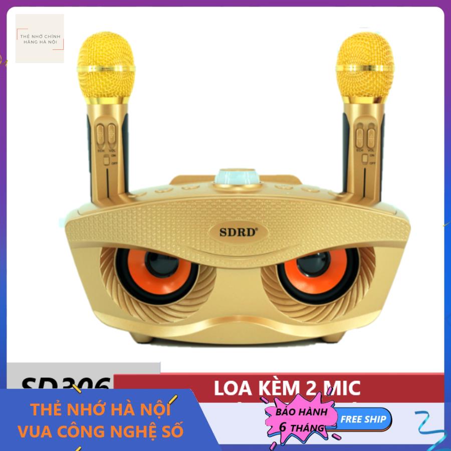 Loa hát karaoke Bluetooth SD306 kèm 2 micro - Micro Không dây, hỗ trợ hiệu ứng âm thanh, công suất loa lớn, Bass cực chuẩn hỗ trợ cổng cắm thẻ nhớ, jack 3.5mm tương thích với mọi thiết bị, Loa Bluetooth, Loa hát karaoke, BH 6T